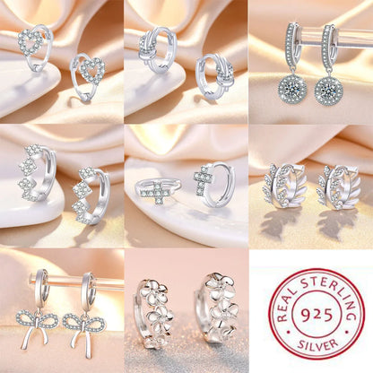 925 Sterling Silver Zircon Buckle Earrings