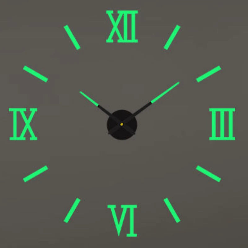 Large Wall Clock 3D DIY Quartz Acrylic Mirror Stickers Clocks