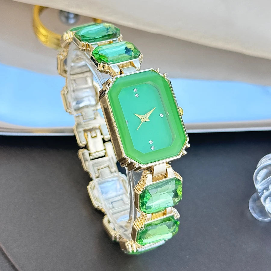 Rhinestone chain rectangular color case rhinesto watch