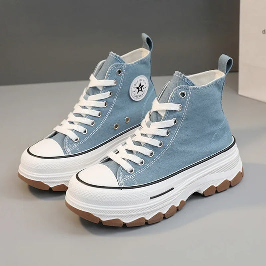 High Top Lace-Up Height Canvas Sneakers