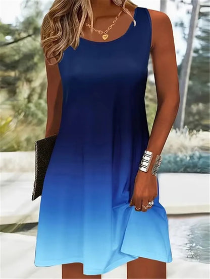Tie-dye Gradient Streetwear Mini Summer Sleeveless Dresses