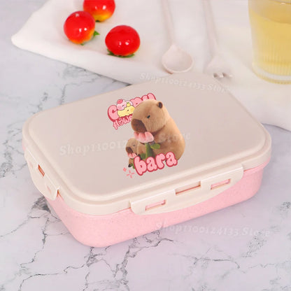 Capybara Lunch Boxes Kids Cute Anime Print Separate Lunch Box