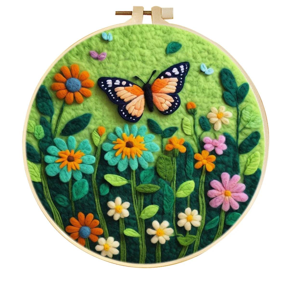 20x20cm Frame DIY Wool Needle Felting Starter Embroidery Kits