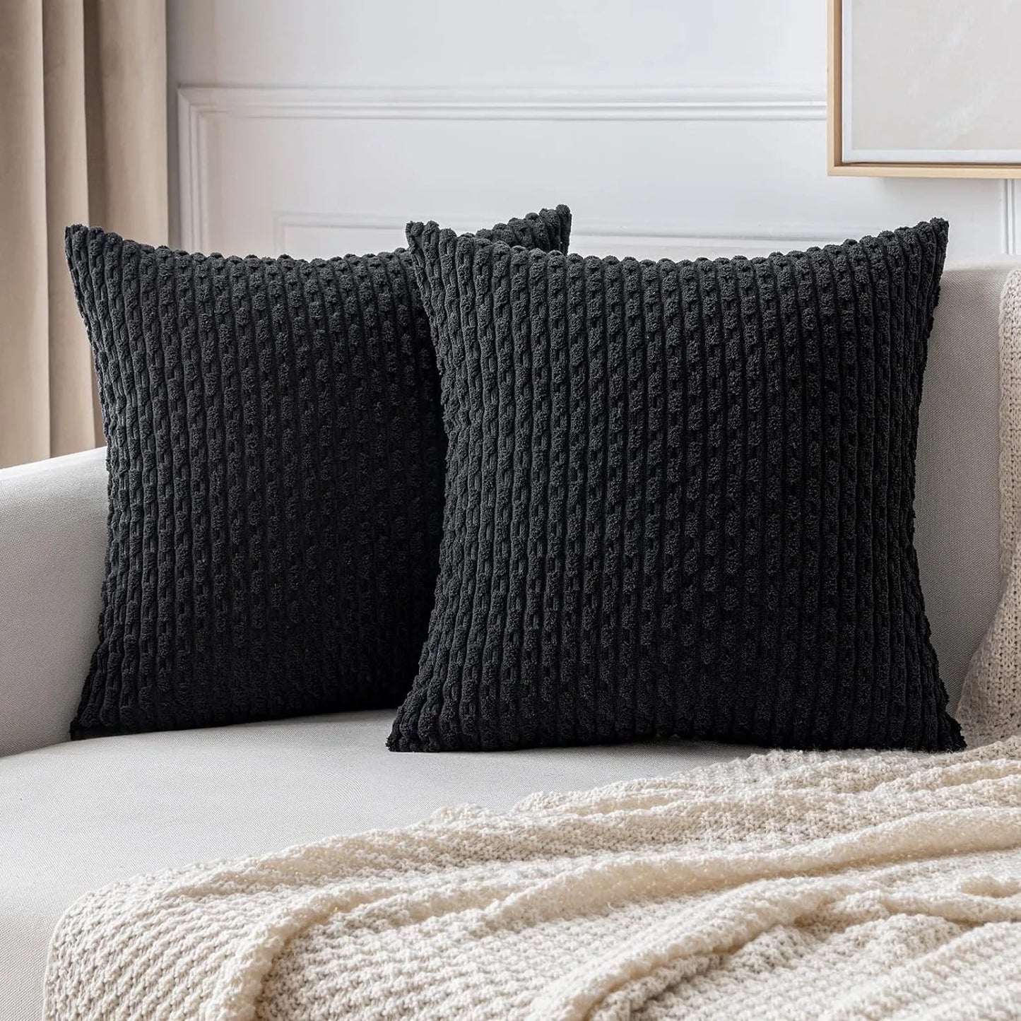Burnt Orange Striped Cushion Covers Corduroy Pillowcases