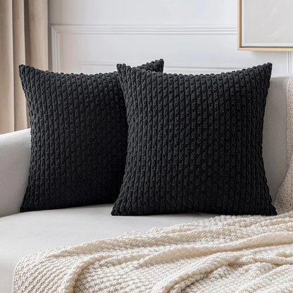Burnt Orange Striped Cushion Covers Corduroy Pillowcases