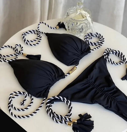 Backless Rope Triangle Swimsuit Bikini
