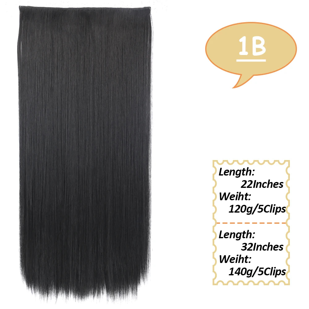 5 Clips Long Wavy Clip In Hair Extensions Synthetic Heat Resistant One Piece False Blonde