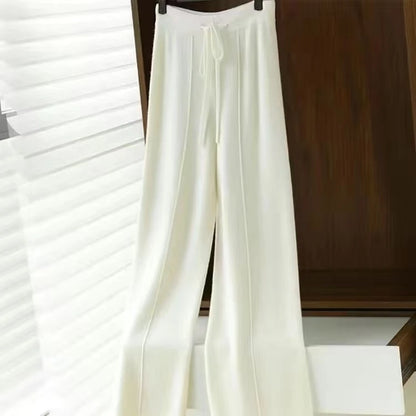 Merino Wool Knitted Wide Leg Soft Warm Cashmere Knit Trousers