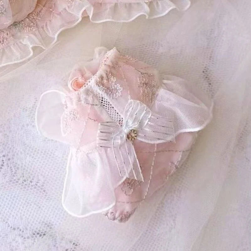 Milk Silk Smooth Soft Flower Embroidery Luxury Advanced Ruffles Underwear