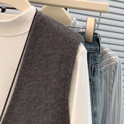 Soft Knitted Casual Button deep V-Neck Sleeveless Loose Knitwear Coats