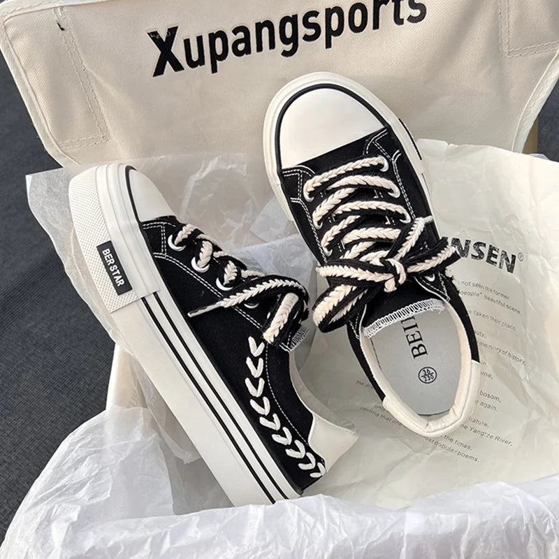 Platform Vulcanized Canvas Shoe Casual Flat Sneakers