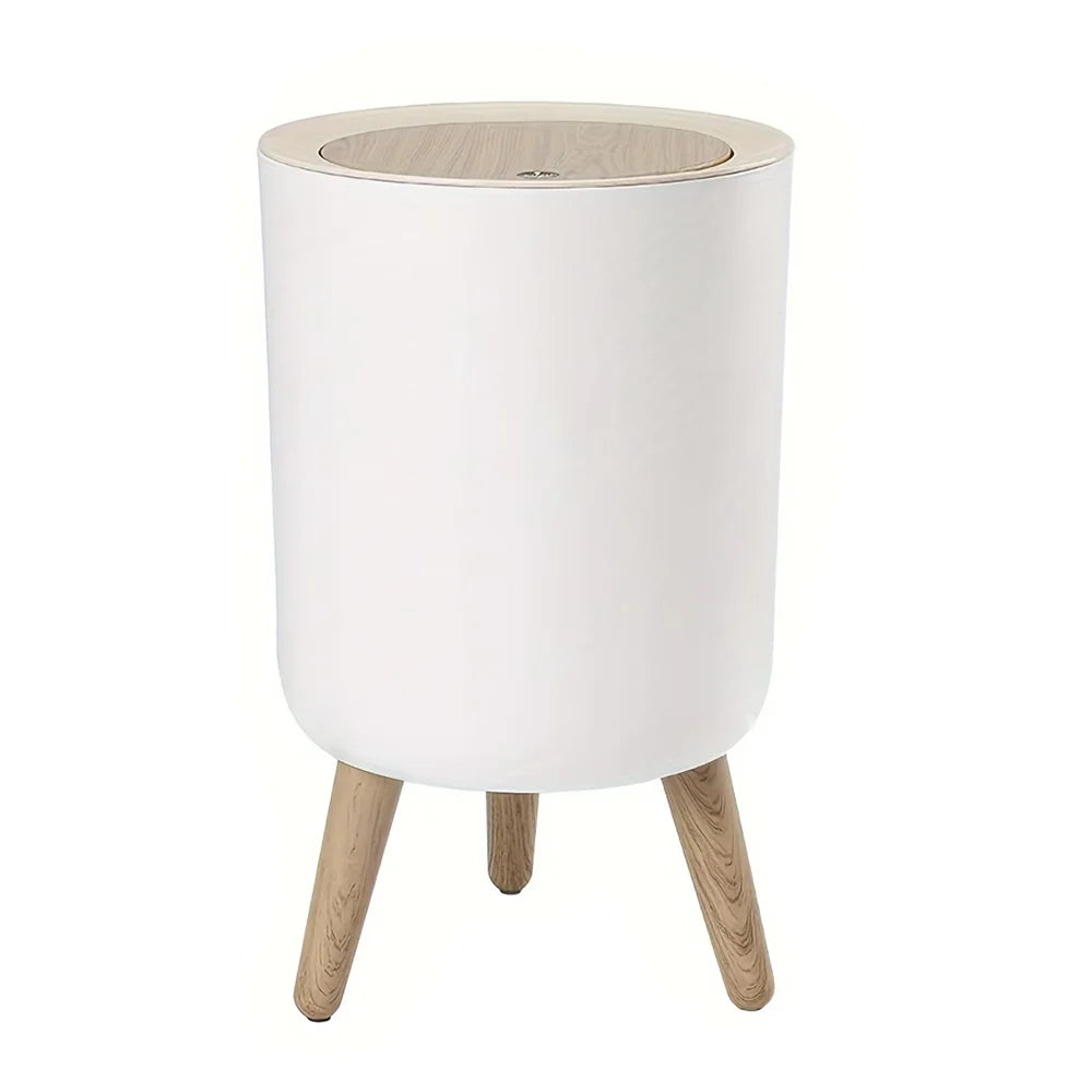 Round Trash Can With Lid White Garbage Can