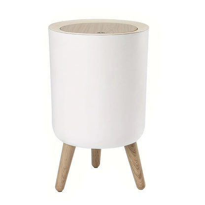 Round Trash Can With Lid White Garbage Can
