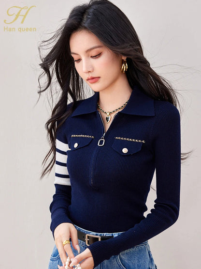 Chic Zippers Vintage Casual Knitted Pullover Sweaters