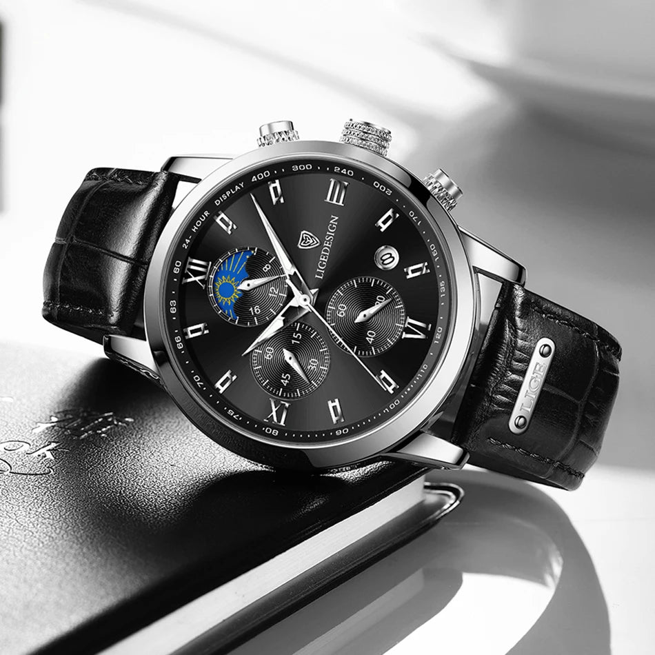 DANA Leather Strap Moon Phase Watch