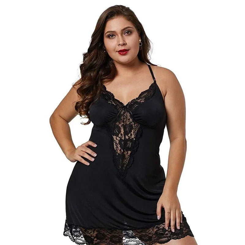 Spaghetti Straps Nightgowns Lace Sexy Sleepdress Satin Lingerie