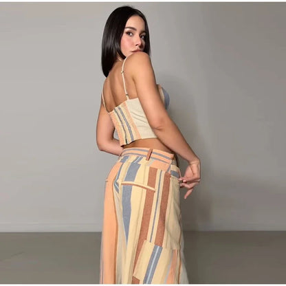 Sexy Print Vest Pants Beach Slash Set