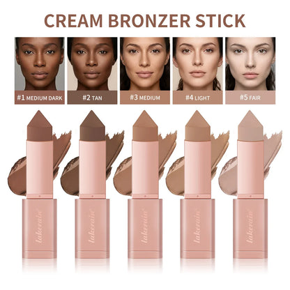 Cream Bronzer Stick and Contour Stick 2-in-1 bronzing and contouring instant depth & dimension to the face flawlessly over base