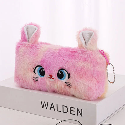 Cute gradient kitten pencil case with large capacity
