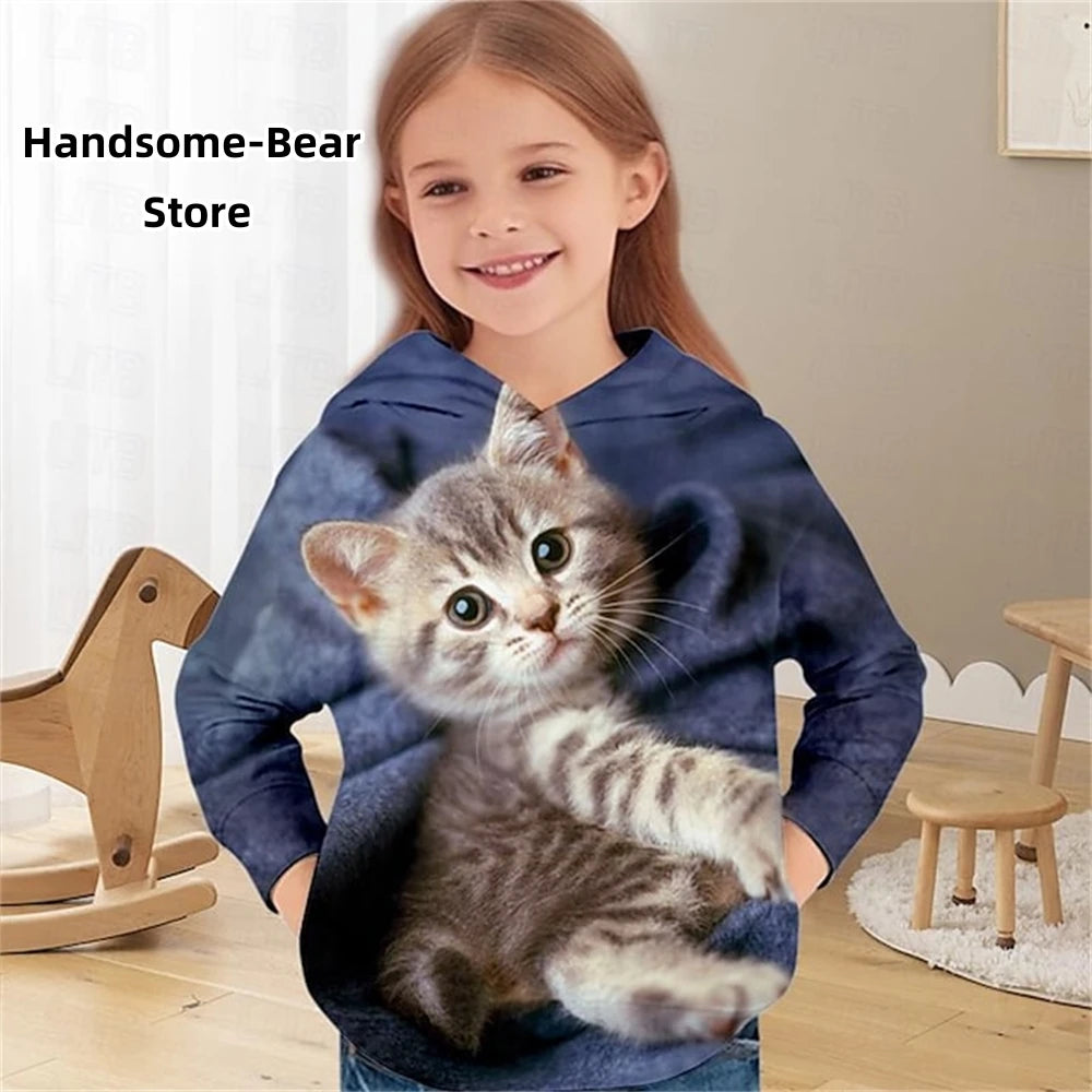 Cat 3D Print Spring Casual Sweatshirts Hoodies
