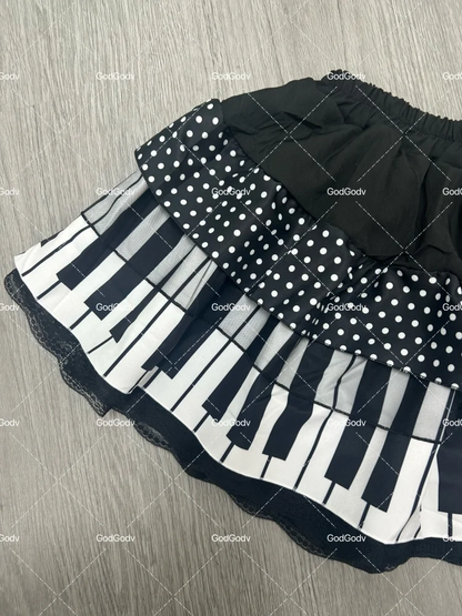 Falda de piano estilo coreano chic