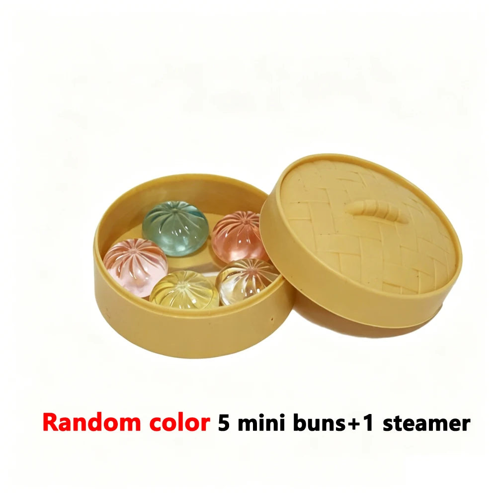 5Pcs Mini Dumplings with Steamer Bun Squeezable Toys Set
