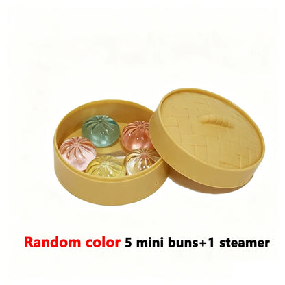 5Pcs Mini Dumplings with Steamer Bun Squeezable Toys Set