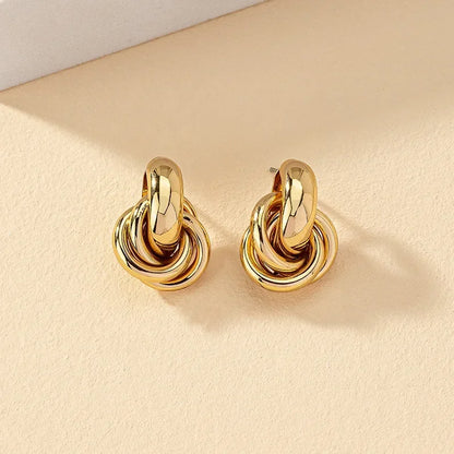 Gold SIlver Knot Hoop Twist Stud Earring