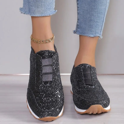 Slip-on Low-heeled Gold Silver Trend Sport Casual Walking Sneakers