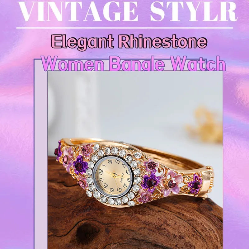 Luxury Watches Retro Elegant Flower Diamond Stainless Steel Quartz Wristwatches
