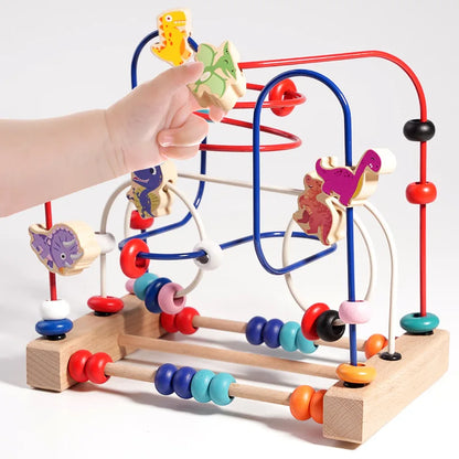 Montessori Wooden Roller Coaster Bead Maze Abacus Math Toys