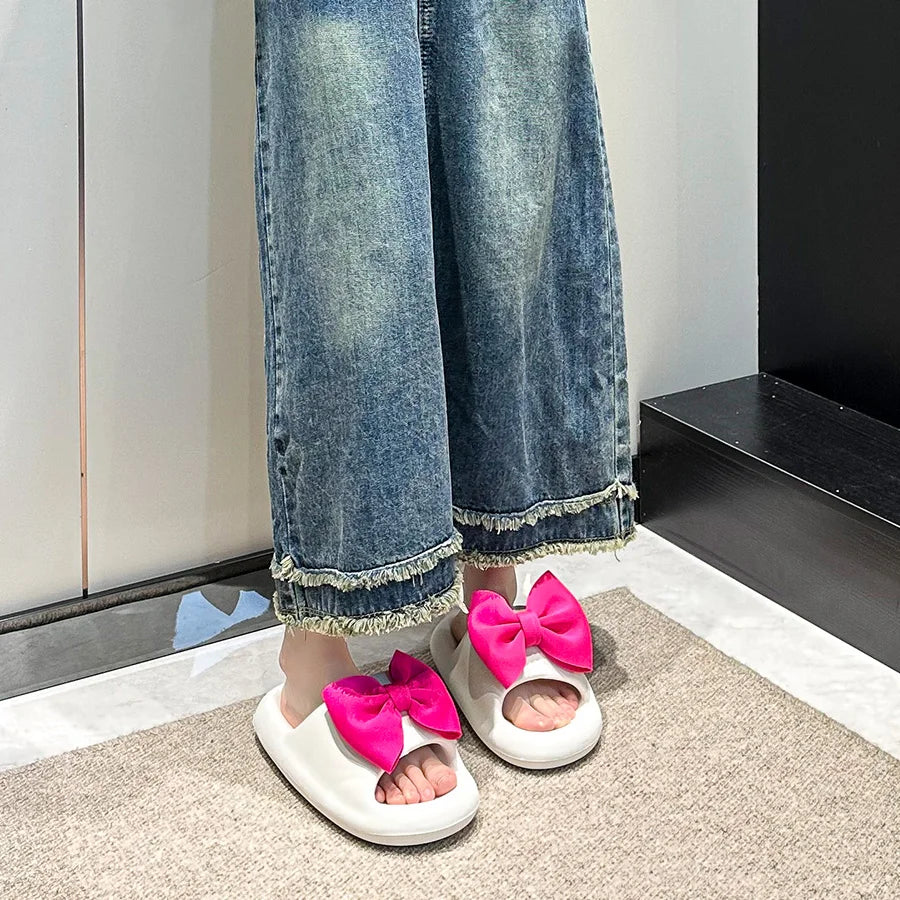 Bow Tie Thick Soft Sole Slippers