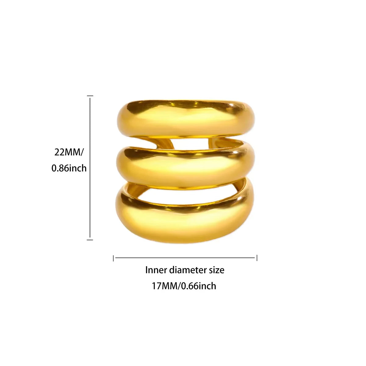 Stainless Steel Irregular Wave Creative Gold Open Punk Rapper Rings