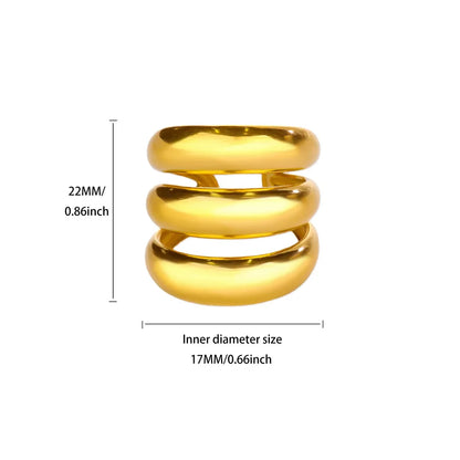 Stainless Steel Irregular Wave Creative Gold Open Punk Rapper Rings