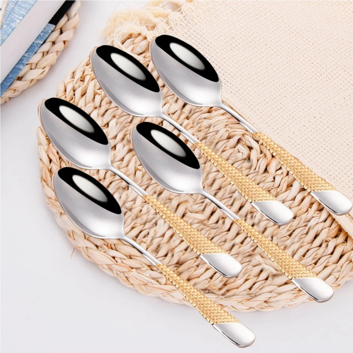 7.95"Luxury Gold Plated Dinner Spoon Set