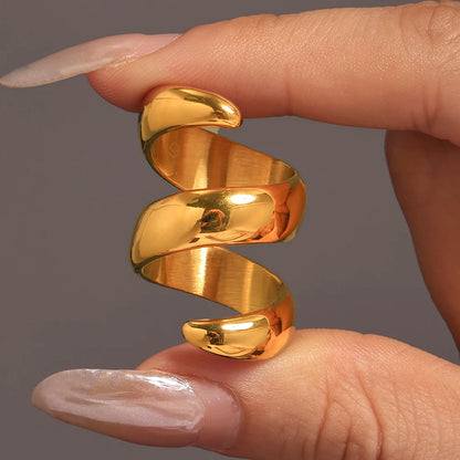 خواتم دائرية لامعة من الفولاذ المقاوم للصدأ من الذهب عيار 18 قيراطًا