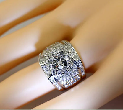 Luxury Full Crystal Big Stone AAAAA Cubic Zirconia 925 Sterling Silver Rings