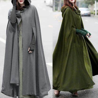 Winter Cloak Hooded Trench Coat Gothic Cape Open Front Cardigan Jacket Coat