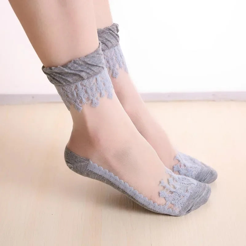 Sexy Fishnet Lace Ruffle Soft Silky Socks