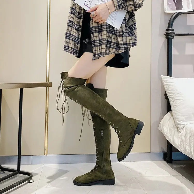 Sexy Thigh High Boots Rome Low Heels Boots