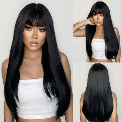 Long Straight Bangs Synthetic Hair Wig