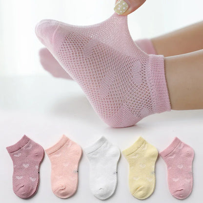 5 Pairs Cotton Cute Cartoon Thin Baby Short Socks