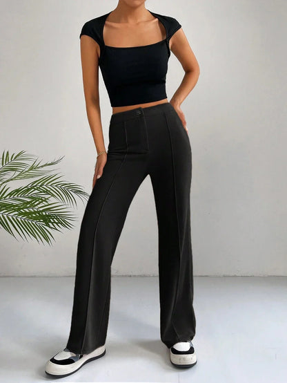 High Waist Straight Leg Pants