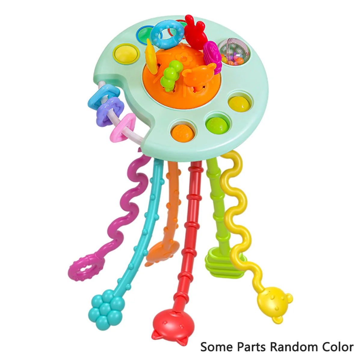 Activity Development Pull String Silicone Teething Rattle Educational Learning Toy