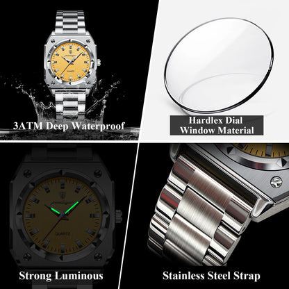 Elegant  Waterproof Stainless Steel Luminous Quartz Watches