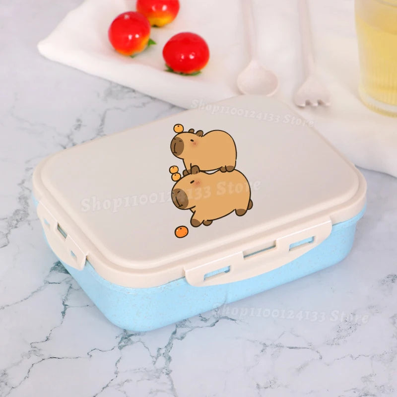 Capybara Lunch Boxes Kids Cute Anime Print Separate Lunch Box