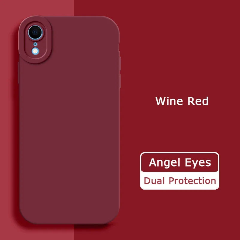 Angel Eyes Liquid Silicone Phone Case for iPhone X XR XS Max Full Protective Soft Waterproof Mobile Cover