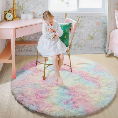 Super Soft Plush Round Rug Mat Fluffy White Carpets