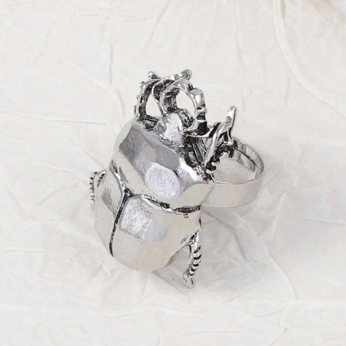 Retro Insect Opening Animal Beetle Cicada Punk Adjustable Ring