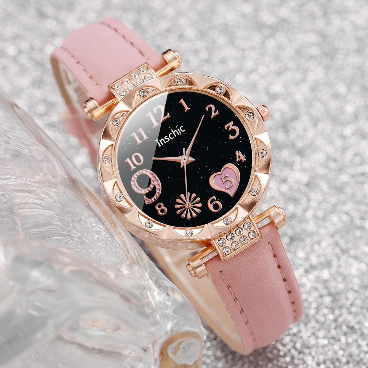 6PCS/Set Heart Dial Watch Set